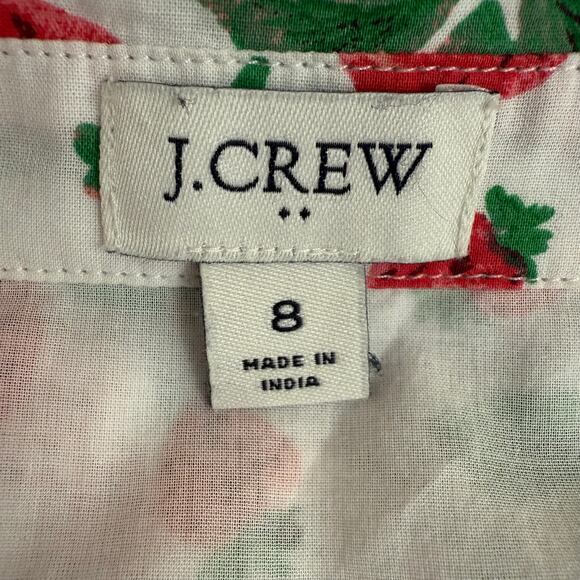 J.Crew Factory Strawberry Print Collared Midi Dress Size 8 Sleeveless Belted - Picture 10 of 11